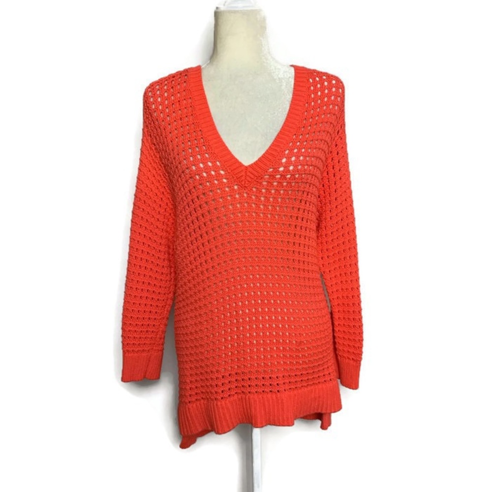 MICHAEL KORS | orange knit crochet sweater